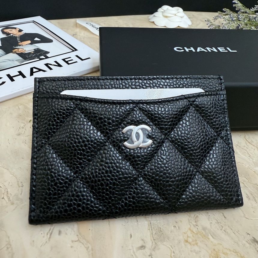 CHANEL Classic Card Wallet Holder Caviar Black - AP0213