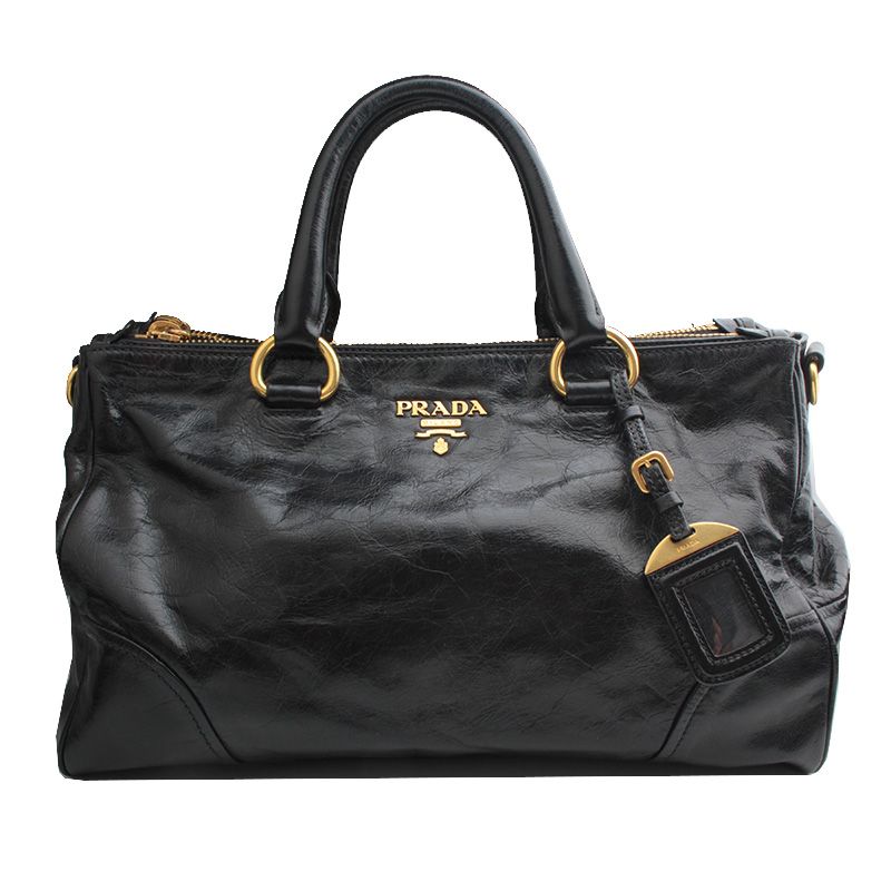 Prada Black Vintage Shoulder Bag - Crack Vintage Leather (SKU: ONE)