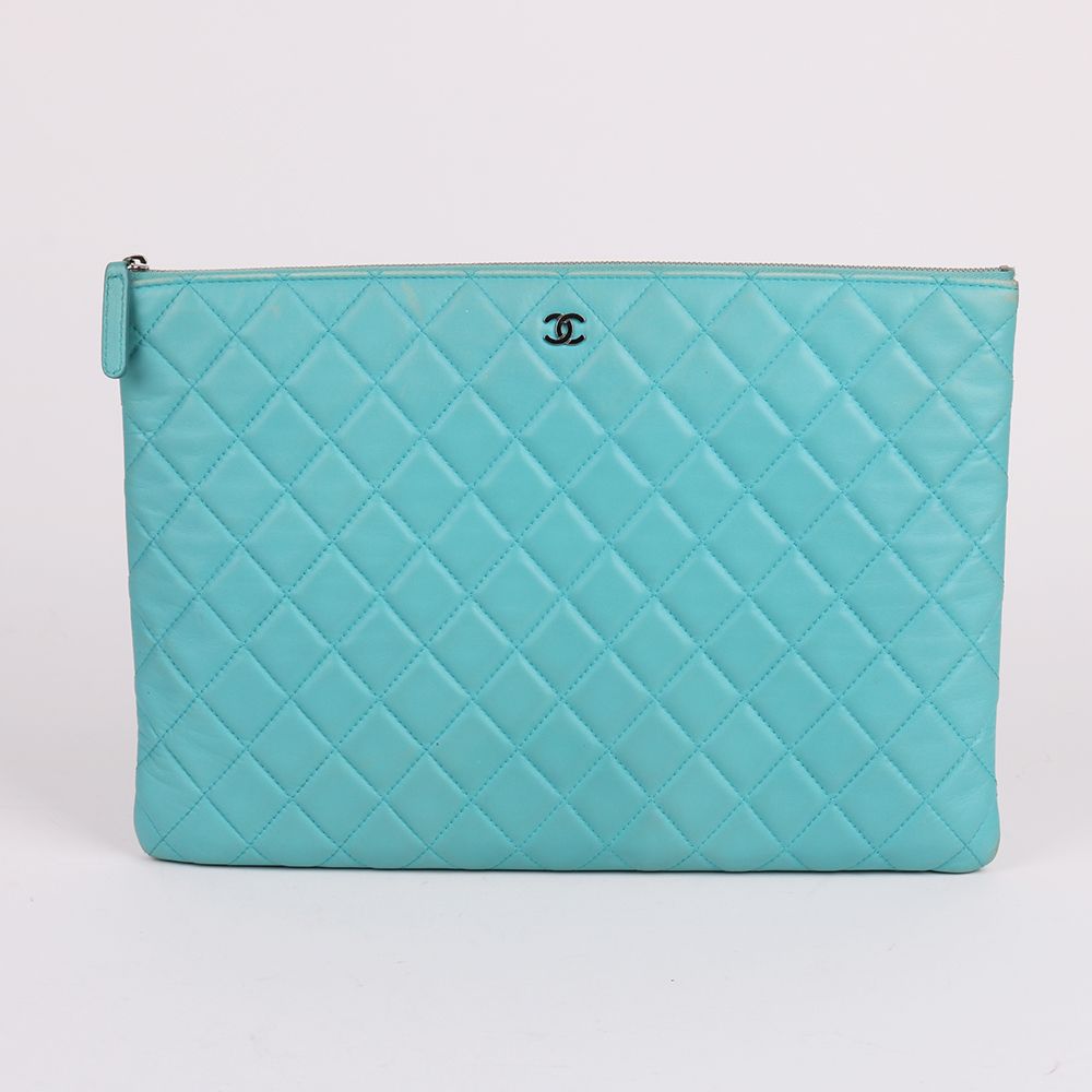 CHANEL Mint Lambskin Large Clutch Bag CC Embossed - SKU: 19XXXXXX