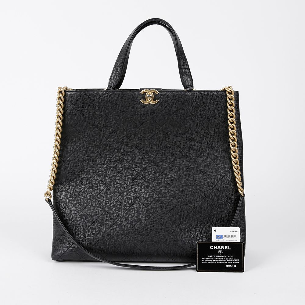 CHANEL Caviar Skin Large Tote Shoulder Bag - SKU AS0312