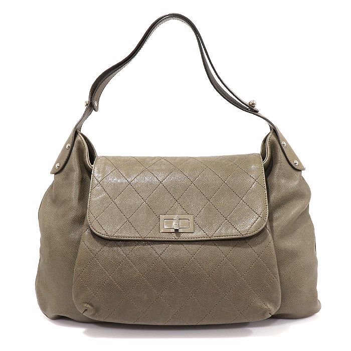 CHANEL Gray Caviar Chain 2.55 Mademoiselle Lock Flap Hobo Shoulder Bag (Size 12)