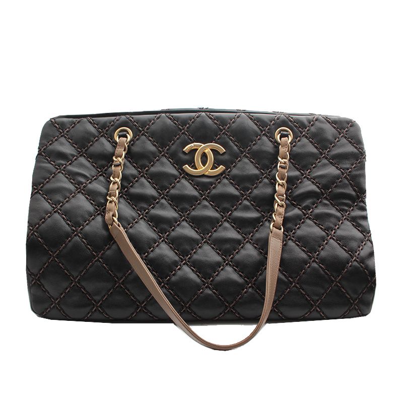 CHANEL Black Toph Wild Stitch Gold Chain Shoulder Bag 19 Series SKU