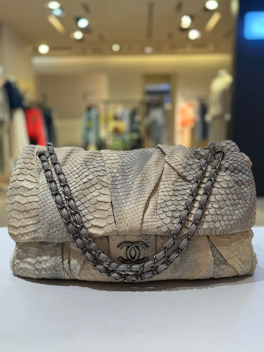 CHANEL Classic Python Chain Shoulder Bag 13th