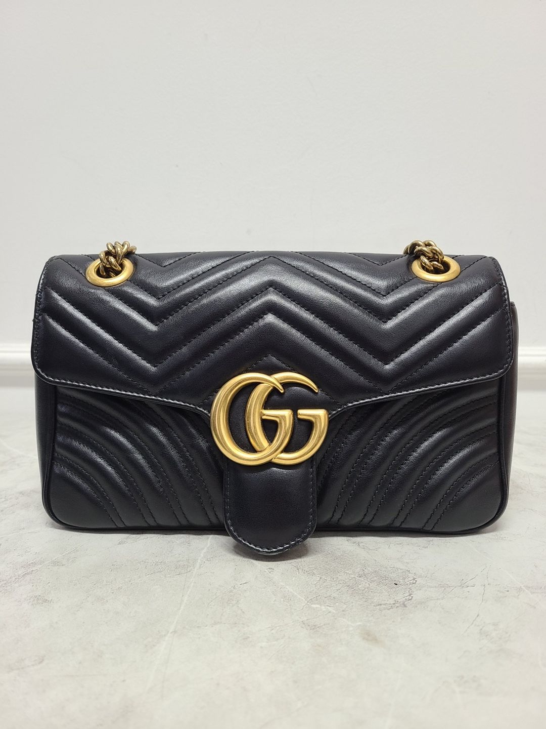 Gucci Black GG Mamont Matelass Shoulder Bag Small SKU