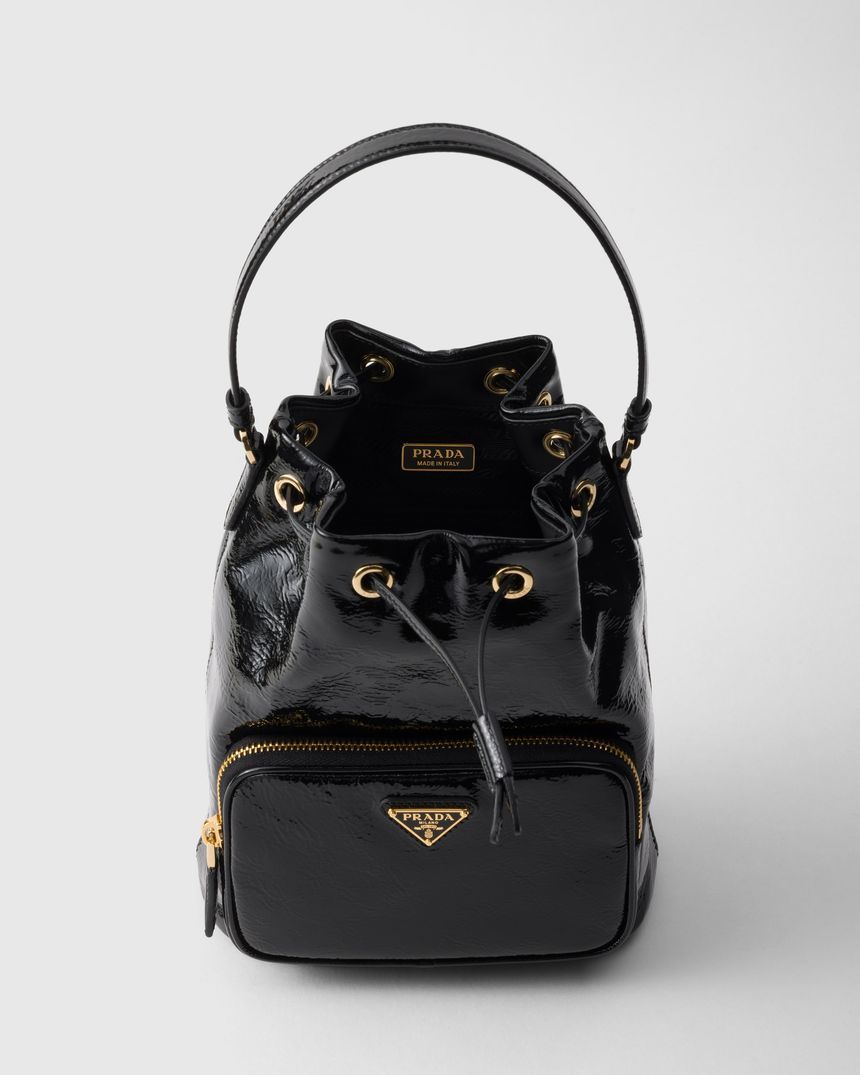 Prada Duet Naflac Patent Leather Bucket Bag 1BH038 2DNT F0002