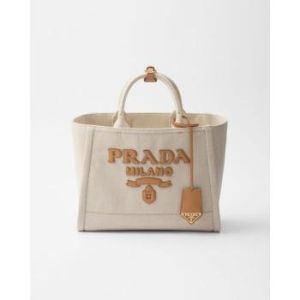 Prada Medium Linen Leather Tote Bag 1BG474 OHO 2DLI F0018