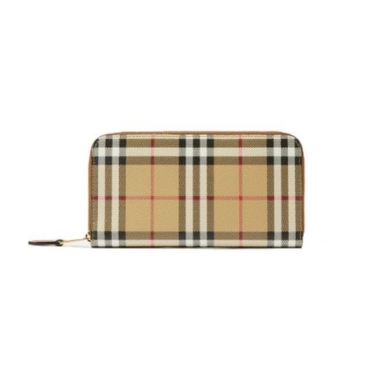 Burberry Checkered Leather Zipper Round Wallet 8070598