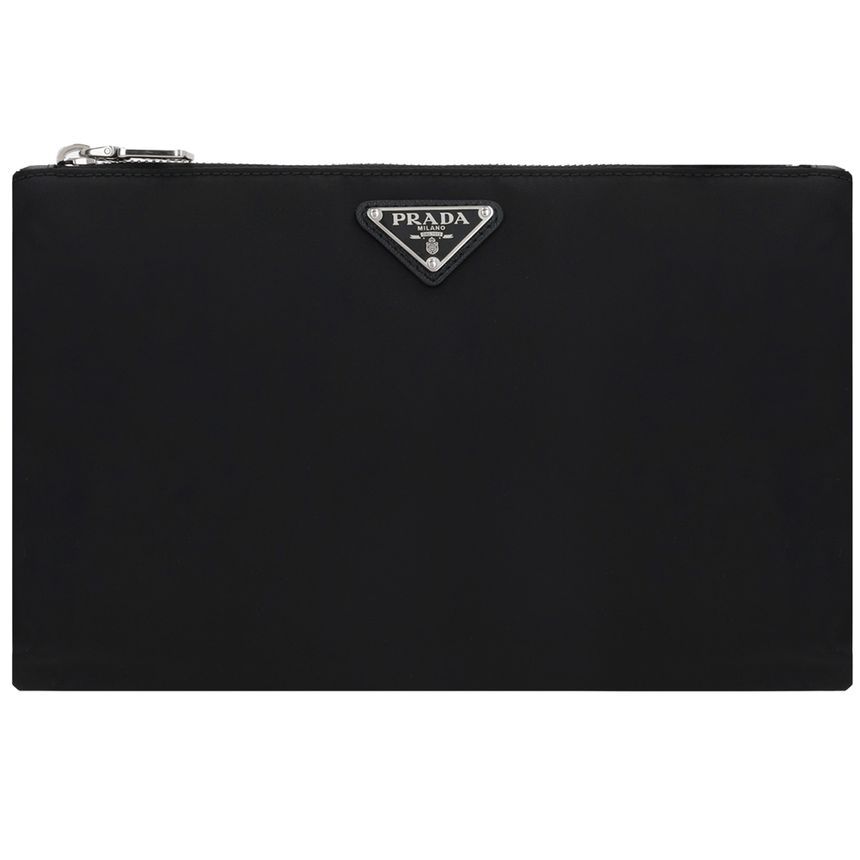 Prada Triangle Logo Embossed Strap Clutch Bag 2NH006 2DMH F0002