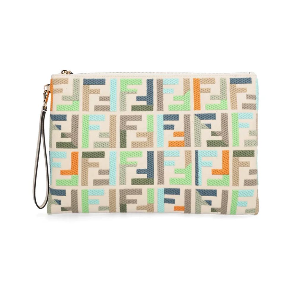 Fendi Flat Large Clutch Bag with FF Logo 8N0178 AJB8 F1LA3