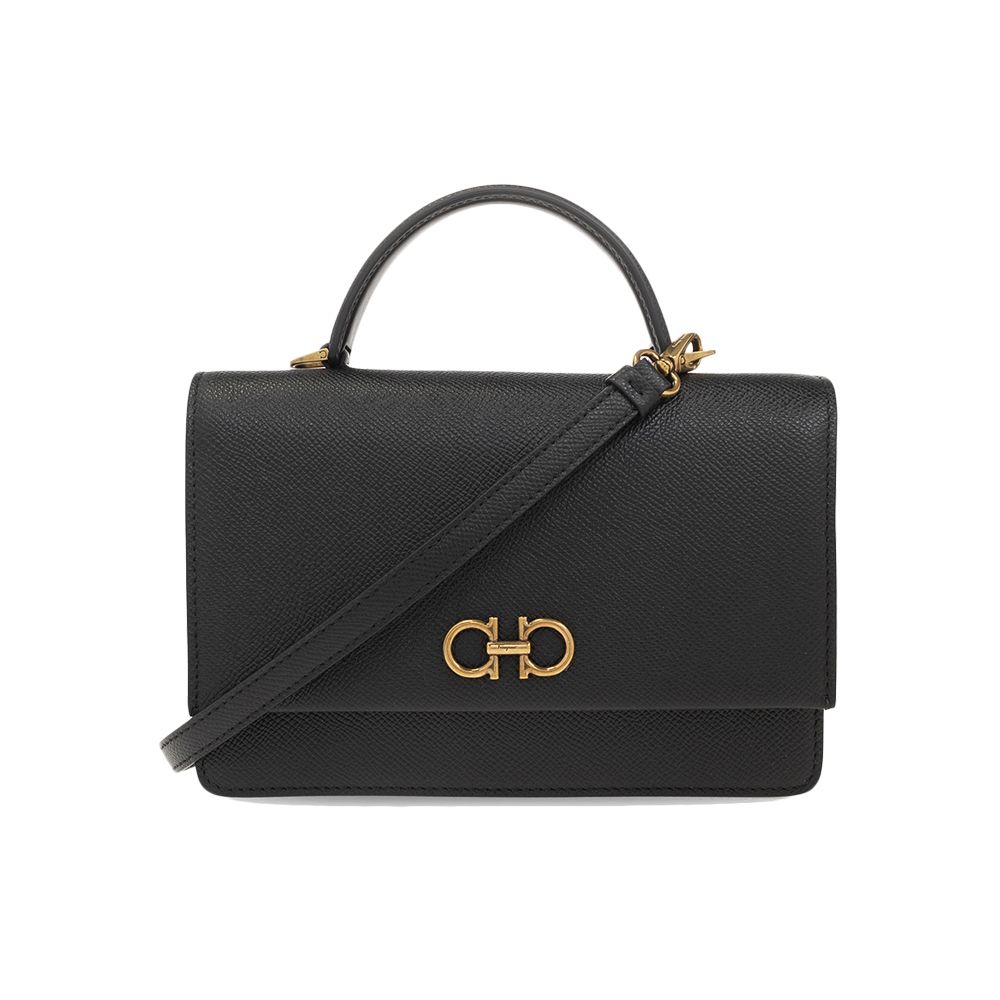 Salvatore Ferragamo Double Gancini Shoulder Bag Black 21-2972 0758584