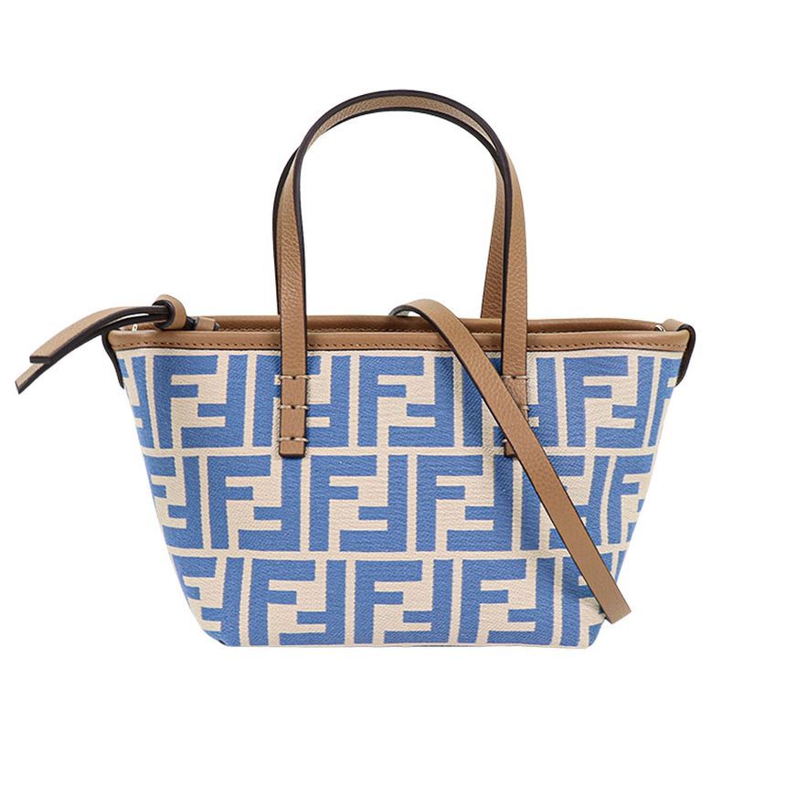 Fendi Blue FF Logo Roll Mini Tote Bag 8BS096 AOVJ F1PIP