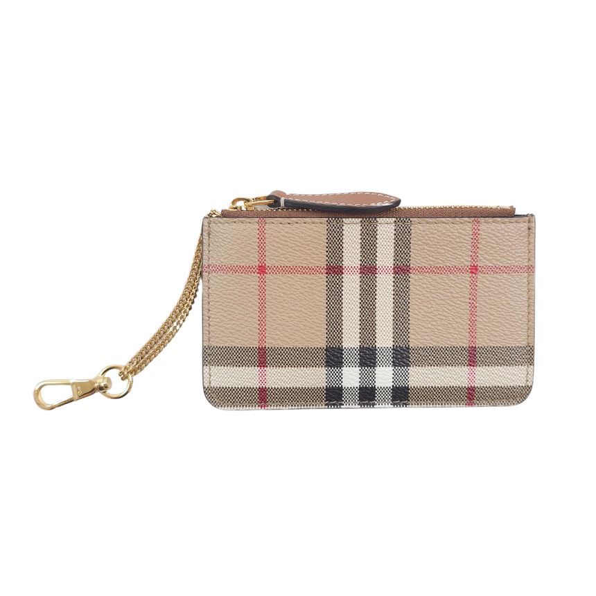 Burberry Check Print Chain Strap Card Wallet 8070420 A7026