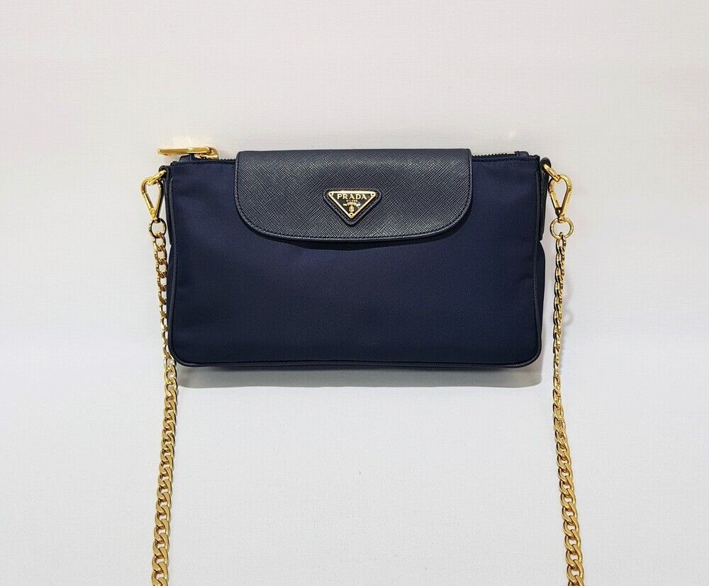 Prada Flap Chain Crossbody Bag 1BH085 by Safiano
