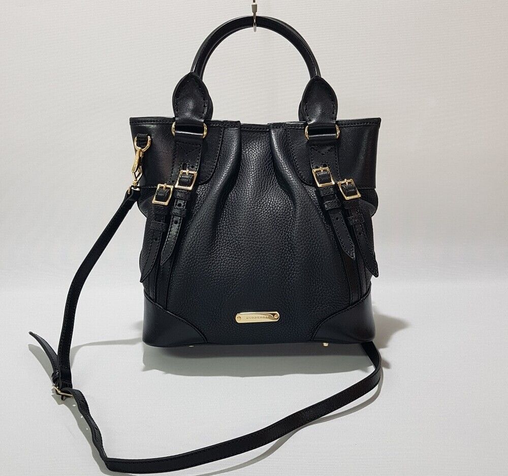 Burberry Black Leather Tote Shoulder Bag SKU001