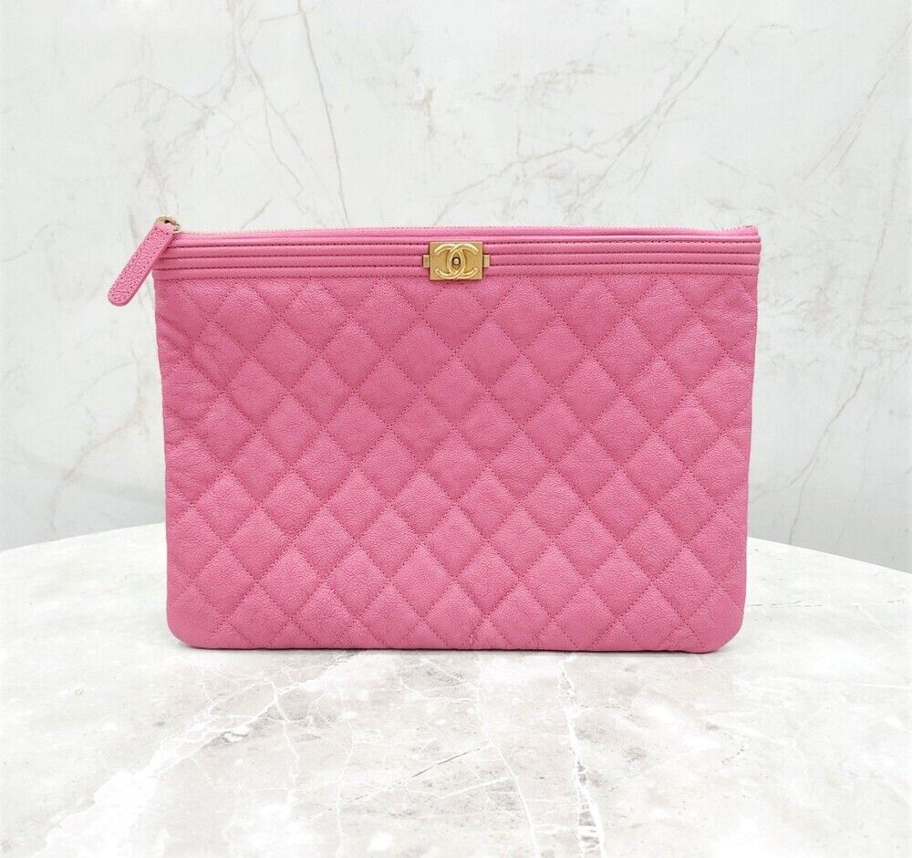 CHANEL Neodymium Clutch Gold Caviar A84406