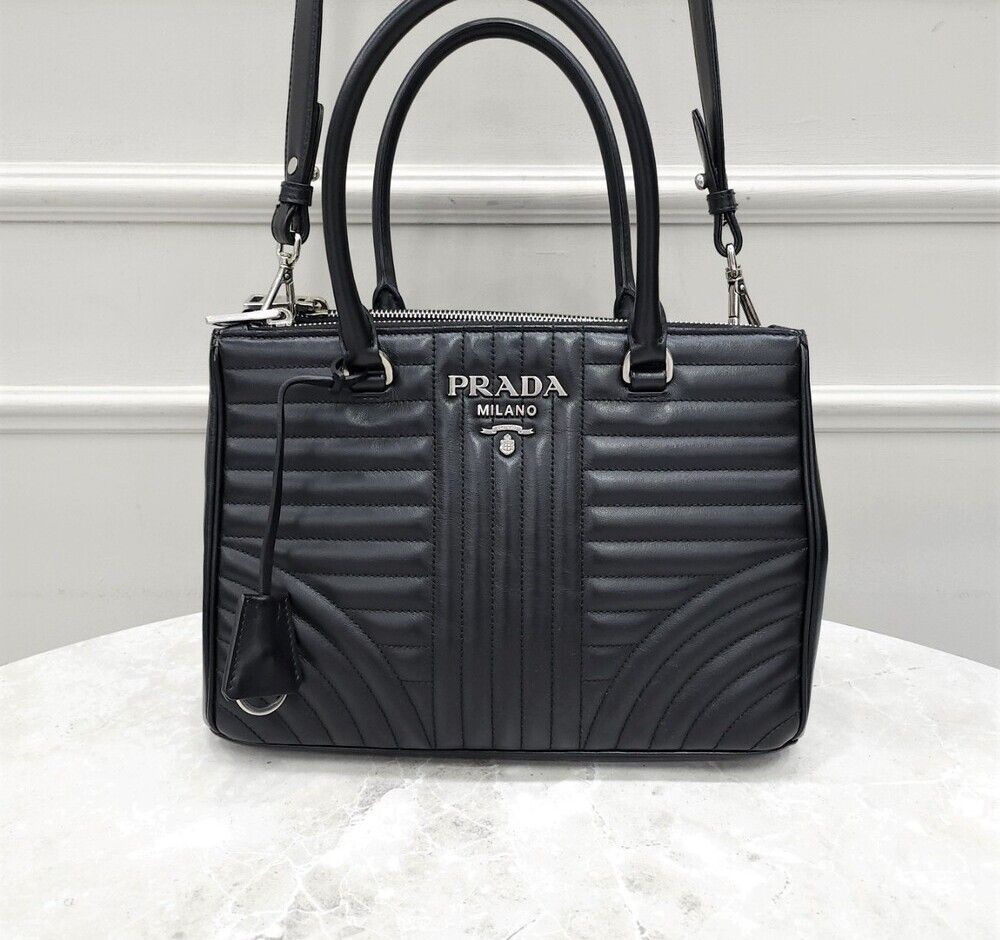 Prada Diagram Leather Tote Shoulder Bag - SKU