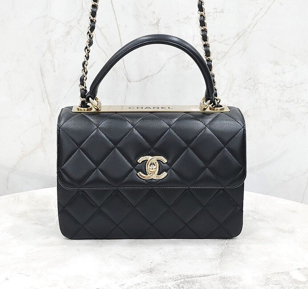 CHANEL Trendy Small Lambskin Top Handle Flap Bag A92236