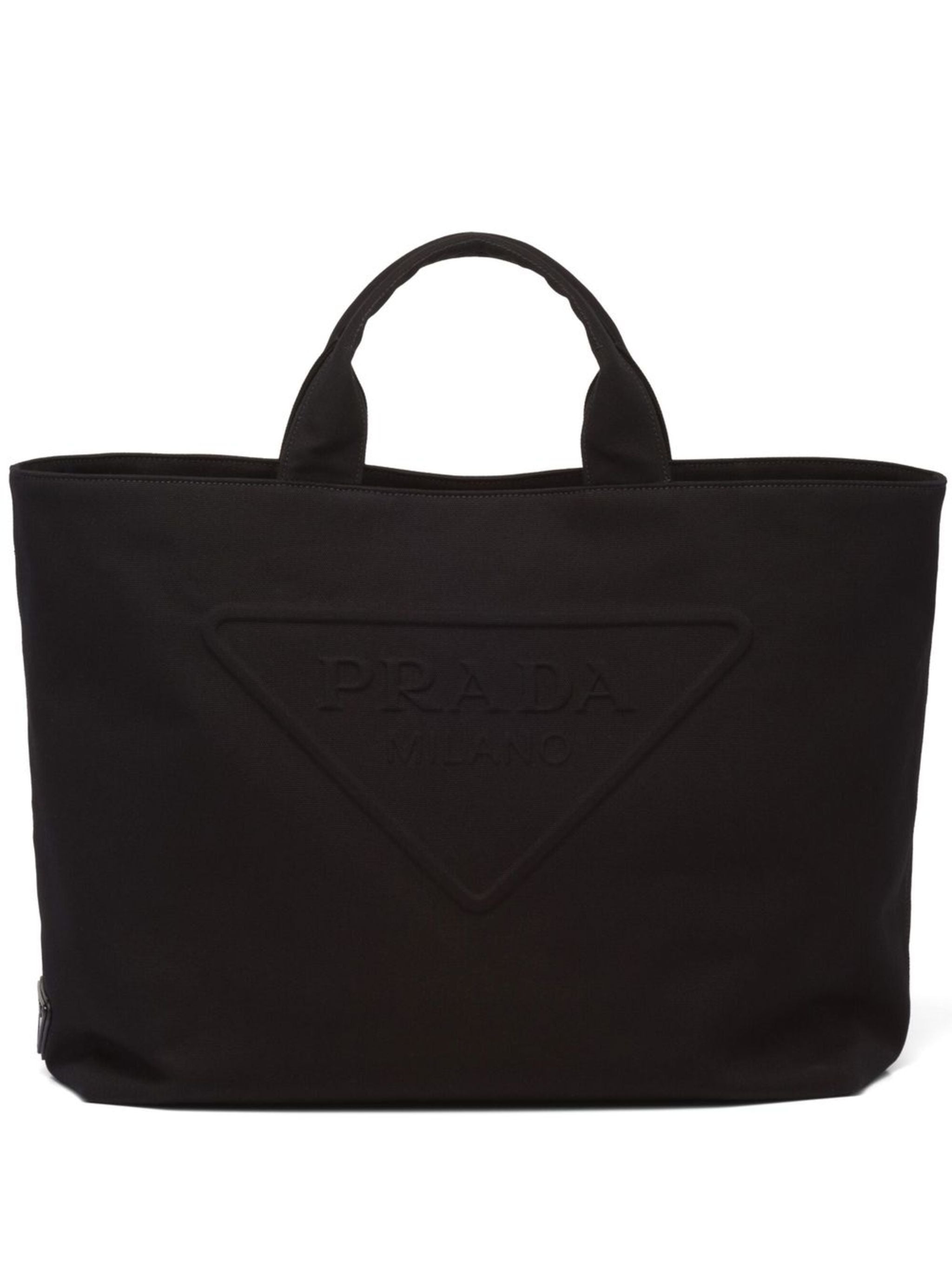 Prada Black Triangle Logo Shoulder Tote Bag 2VG081 010 F0002