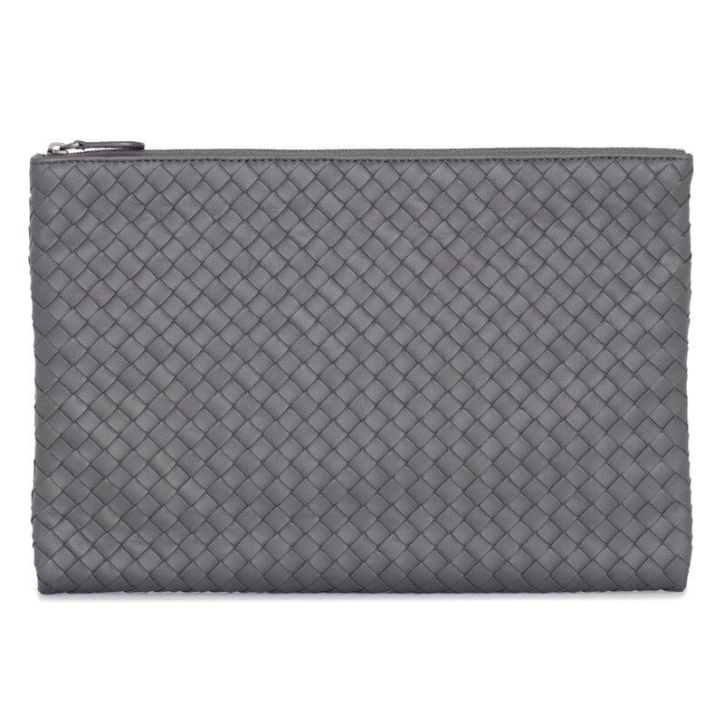 Bottega Veneta Intraceato Clutch 522430 V001N Gray