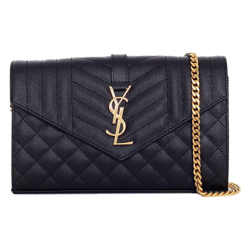 Saint Laurent Monogram Chain Wallet 620280 BOW91 1000 Black Gold