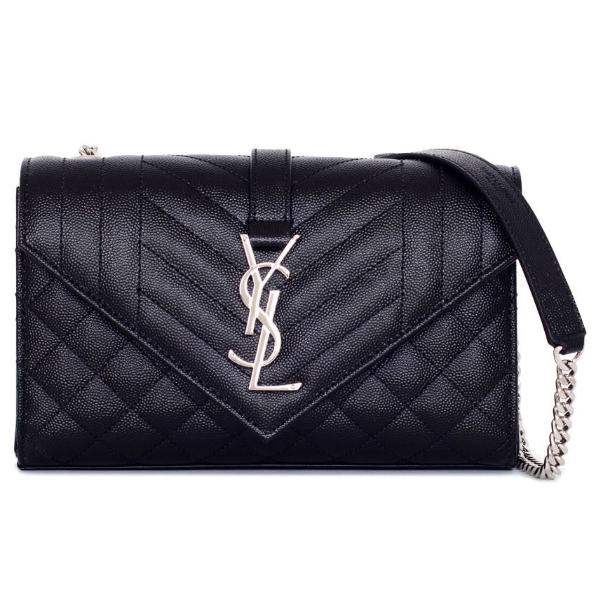 Saint Laurent Quilted Envelope Bag Black 600195 BOW92