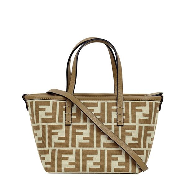 Fendi Mini Tote Bag Beige Sand FF Roll 8BS096 AOVJ F1PIQ