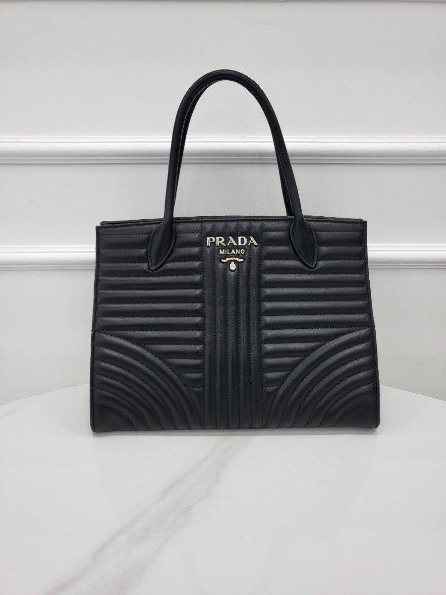 Prada Diagram Leather Tote Shoulder Bag 1BA165