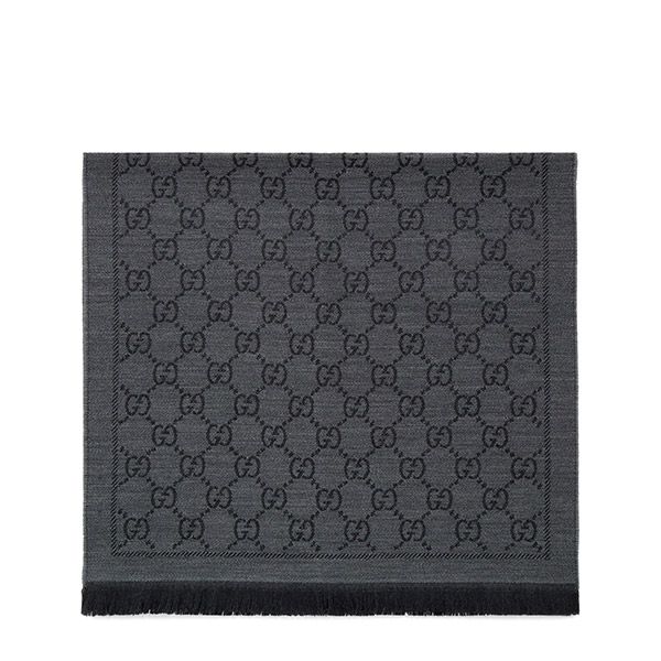 Gucci Gray GG Jacquard Wool Muffler 133483 3G200 1160 00036