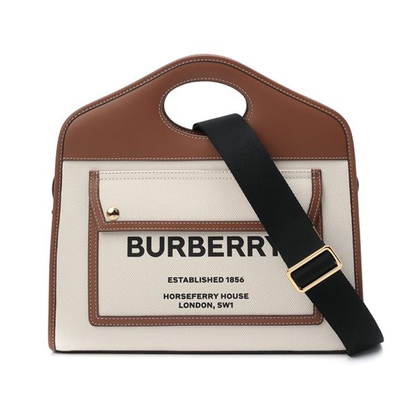 Burberry Small Two-Tone Canvas Leather Tote Bag 8036784