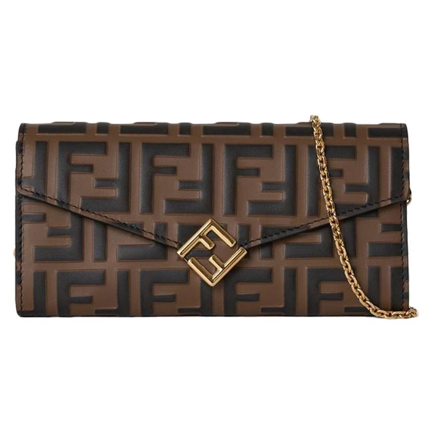 Fendi Mini Brown Chain Bag with Gold Logo 8M0365 ADYM F13VK