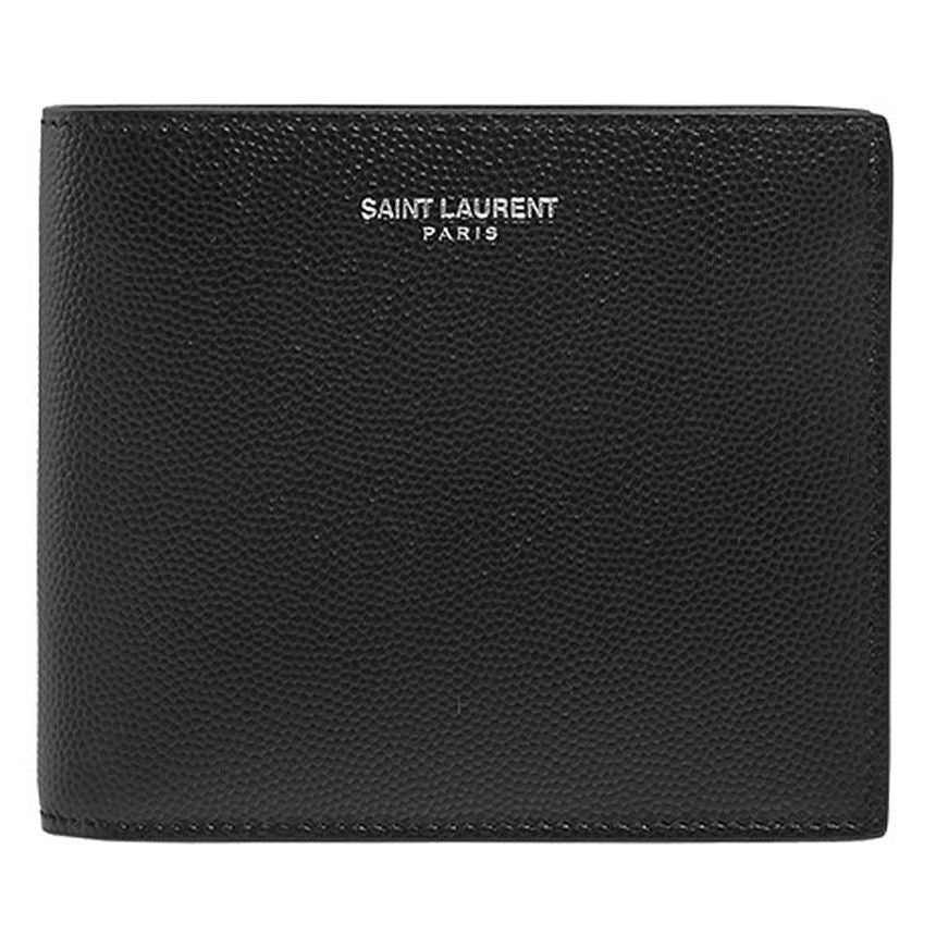 Saint Laurent Signature Silver Logo Bifold Wallet Black 396307 BTY0N 1000