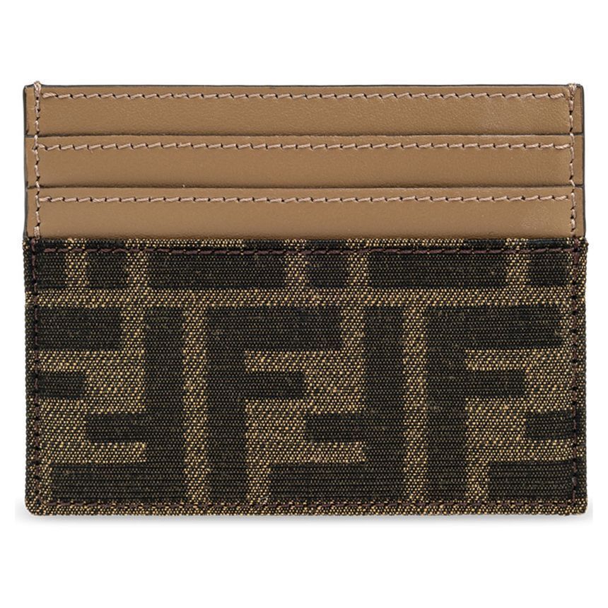 Fendi Logo Jacquard Bifold Card Wallet Brown 8M0445 A98P F0A6E