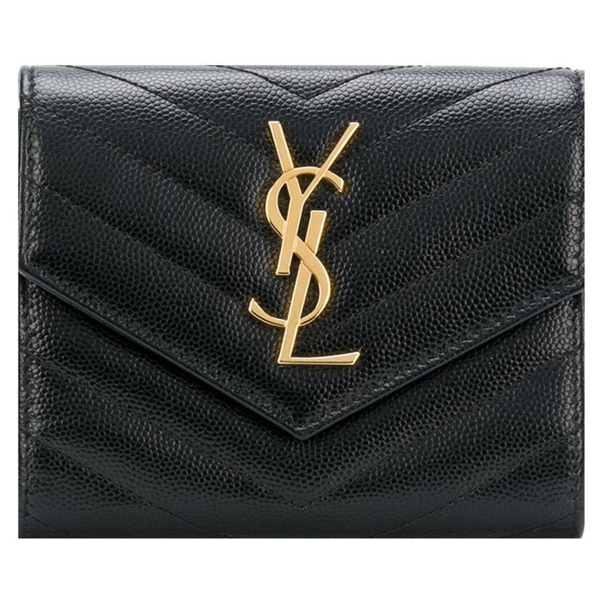 Saint Laurent Monogram Flap Coin Wallet Black 403943 BOW01 1000