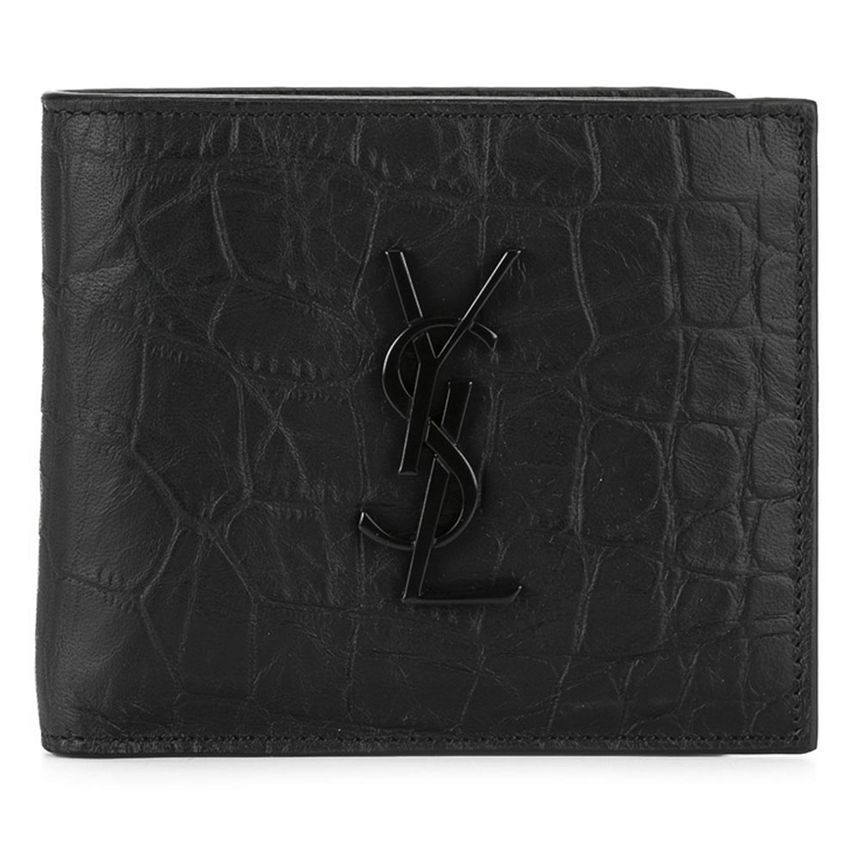 Saint Laurent Monogram Crocodile Wallet Black 453276 C9H0U 1000
