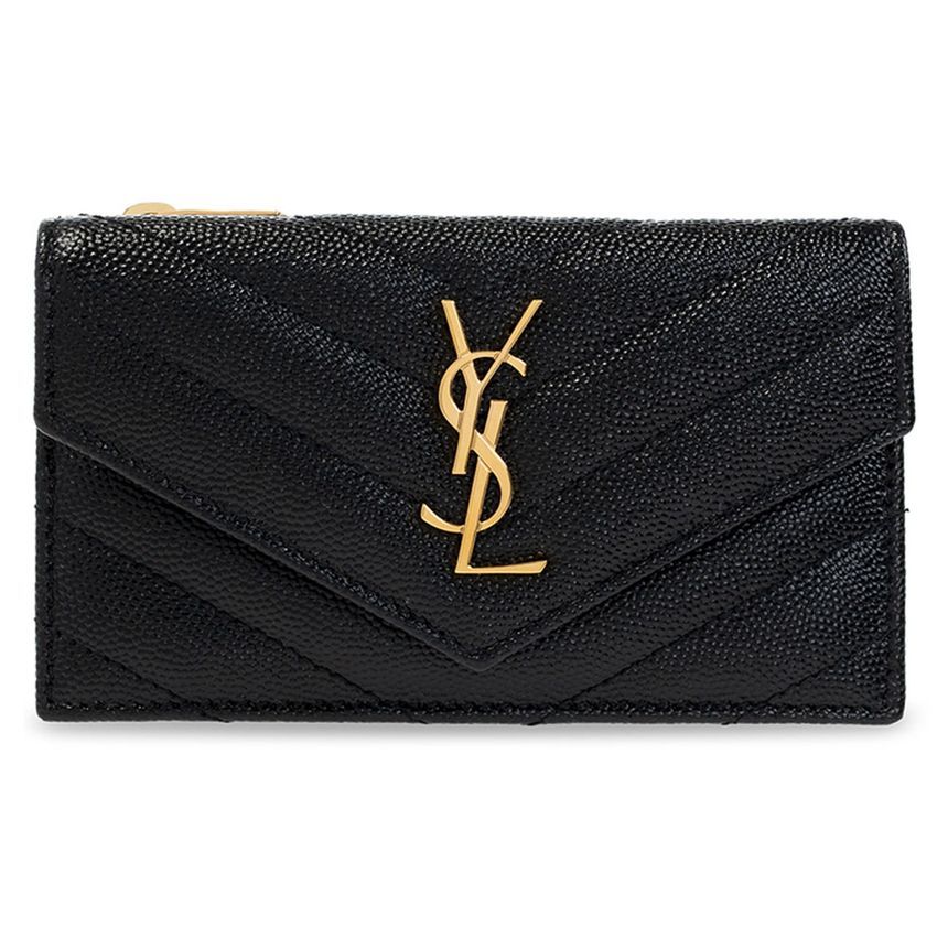 Saint Laurent Monogram Flap Card Wallet Black 612808 BOW01 1000