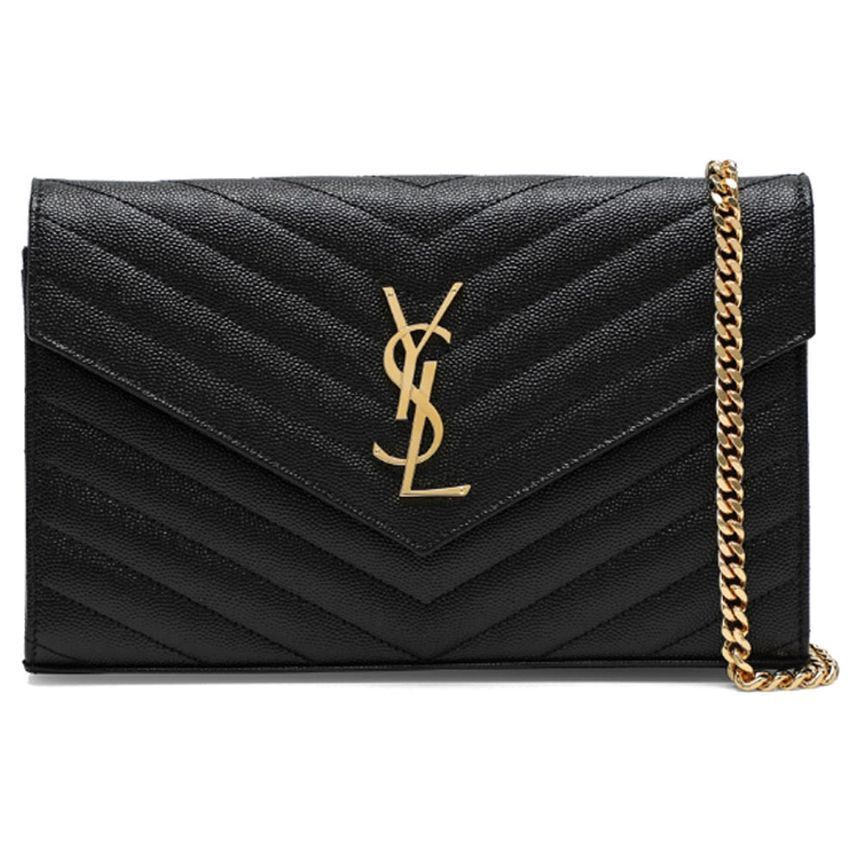 Saint Laurent Monogram Matelasse Chain Bag Black 377828 BOW01 1000