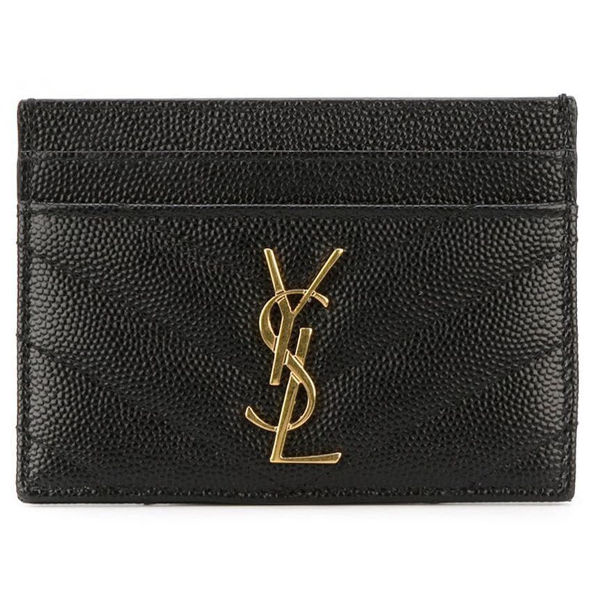 Saint Laurent Monogram Matelasse Card Wallet Black 423291 BOW01 1000