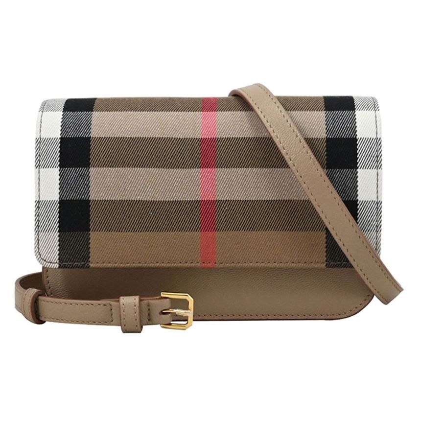 Burberry Flap Crossbody Bag Check Chestnut Beige 8084494
