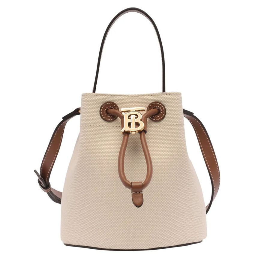 Burberry Canvas Mini Bucket Bag Natural Brown 8070576