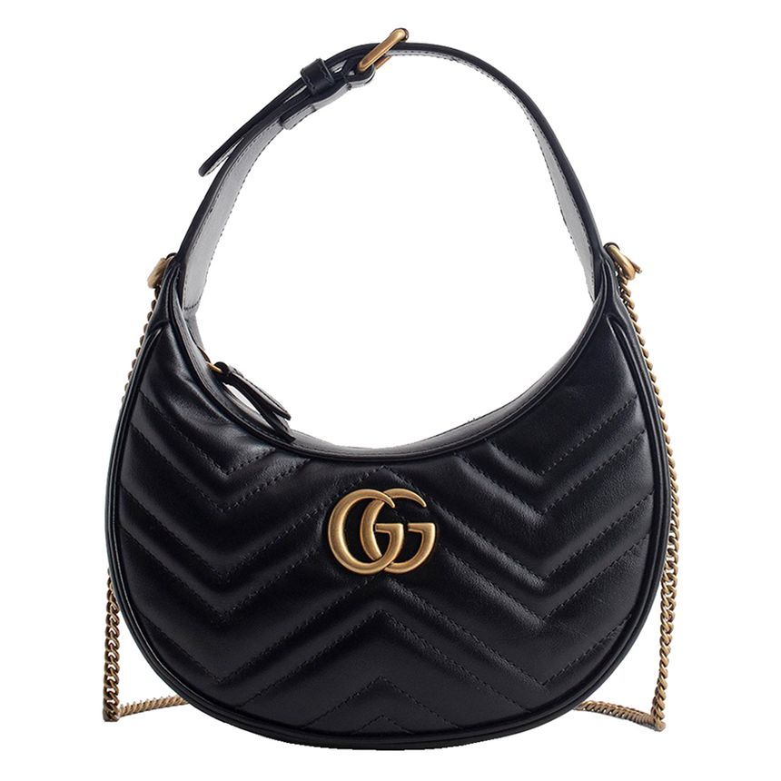 Gucci Half Moon Tote Crossbody Bag Black 699514 DTDHT 1000
