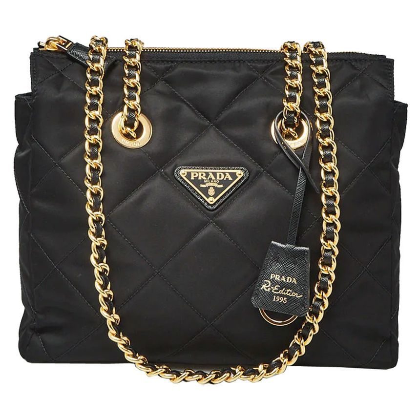 Prada Quilted Chain Shoulder Bag Black 1BG468 2AOS F0002
