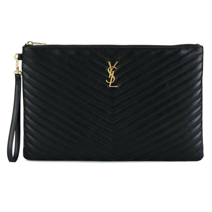 Saint Laurent Monogram Matelasse Large Clutch Bag Black 440222 CWU01 1000