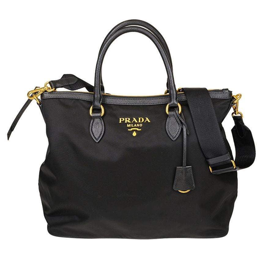 Prada Two-way Tote Shoulder Bag Black 1BC060 ZMY F0002