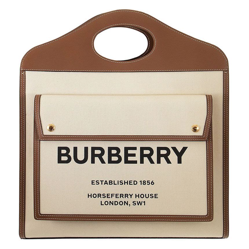 Burberry Medium Pocket Tote Bag in Natural Brown 8039362