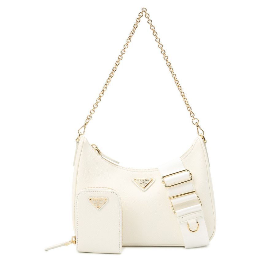 Prada Safiano Edition 2005 Shoulder Cross Bag White 1BH204 NZV F02EN
