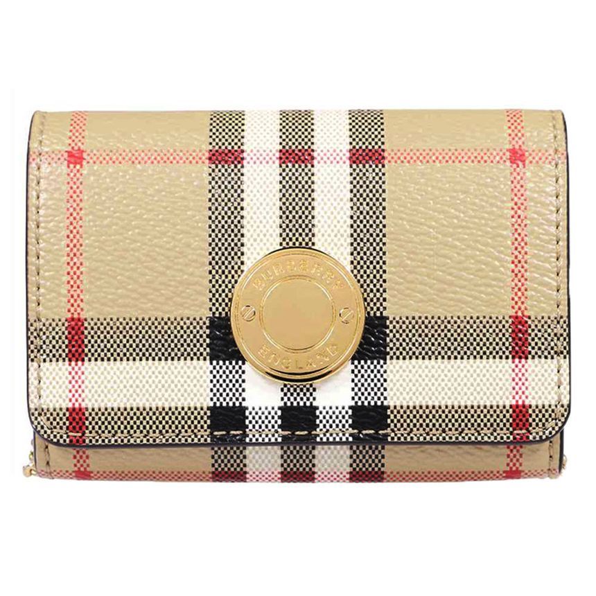 Burberry Vintage Check Chain Card Wallet Beige 8066057