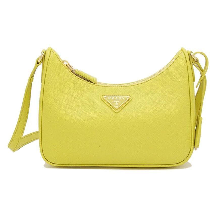 Prada Triangular Logo Hobo Bag Yellow 1BC204 NZV F0YN4