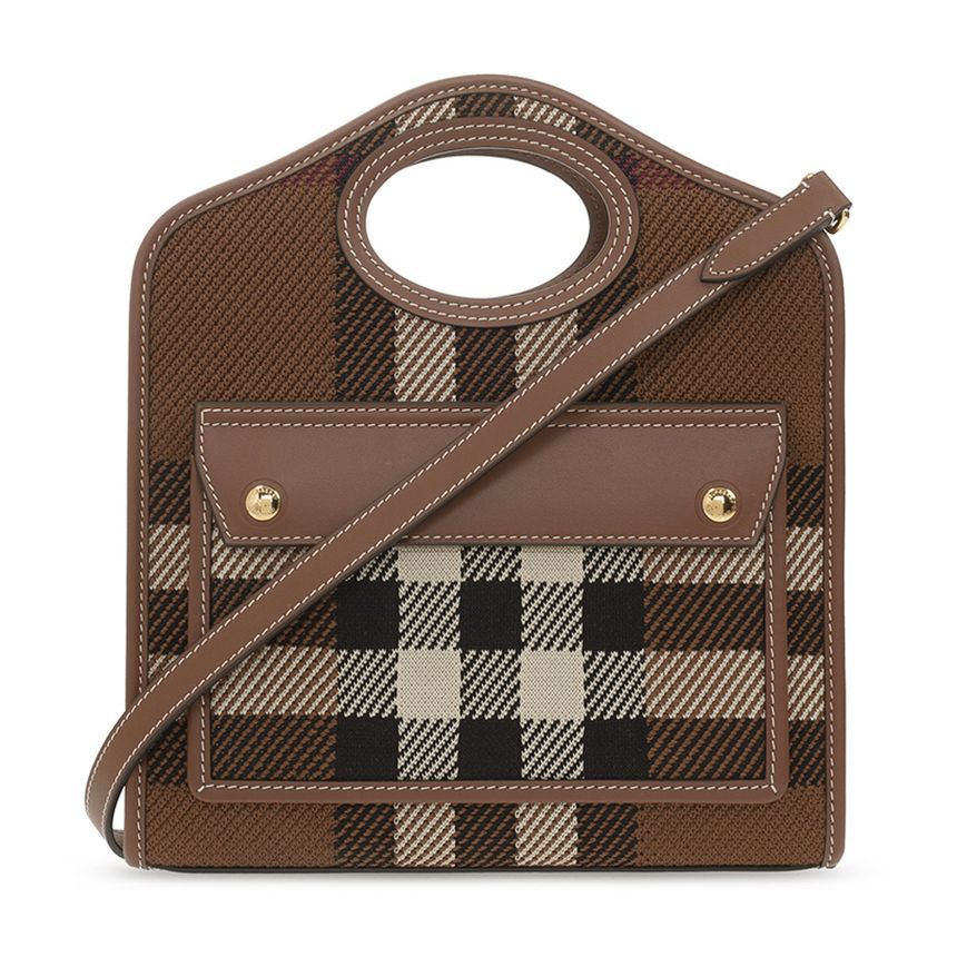 Burberry Check Mini Pocket Bag Dark Birch Brown 8049138