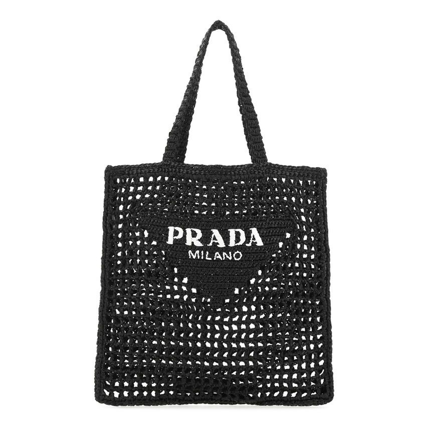 Prada Crochet Tote Bag Black 1BG393 2C2T F0002