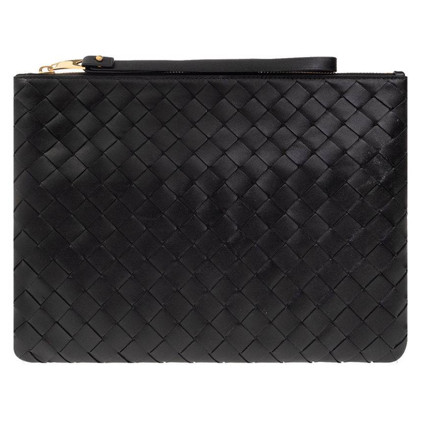 Bottega Veneta Intrecciato Strap Clutch Bag Black 749922